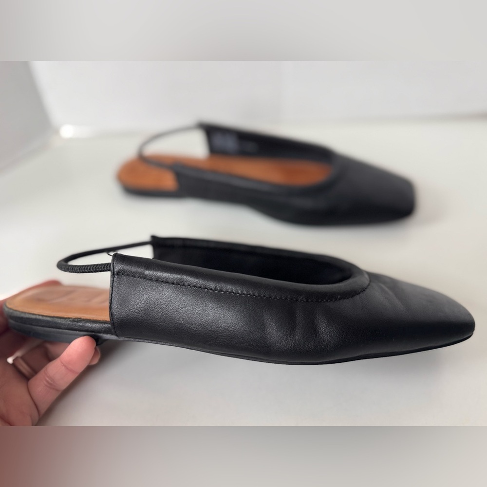 Eric Javits Peyton Black Leather Slingback Flat Shoes Women’s Size 8 - Picture 3 of 13